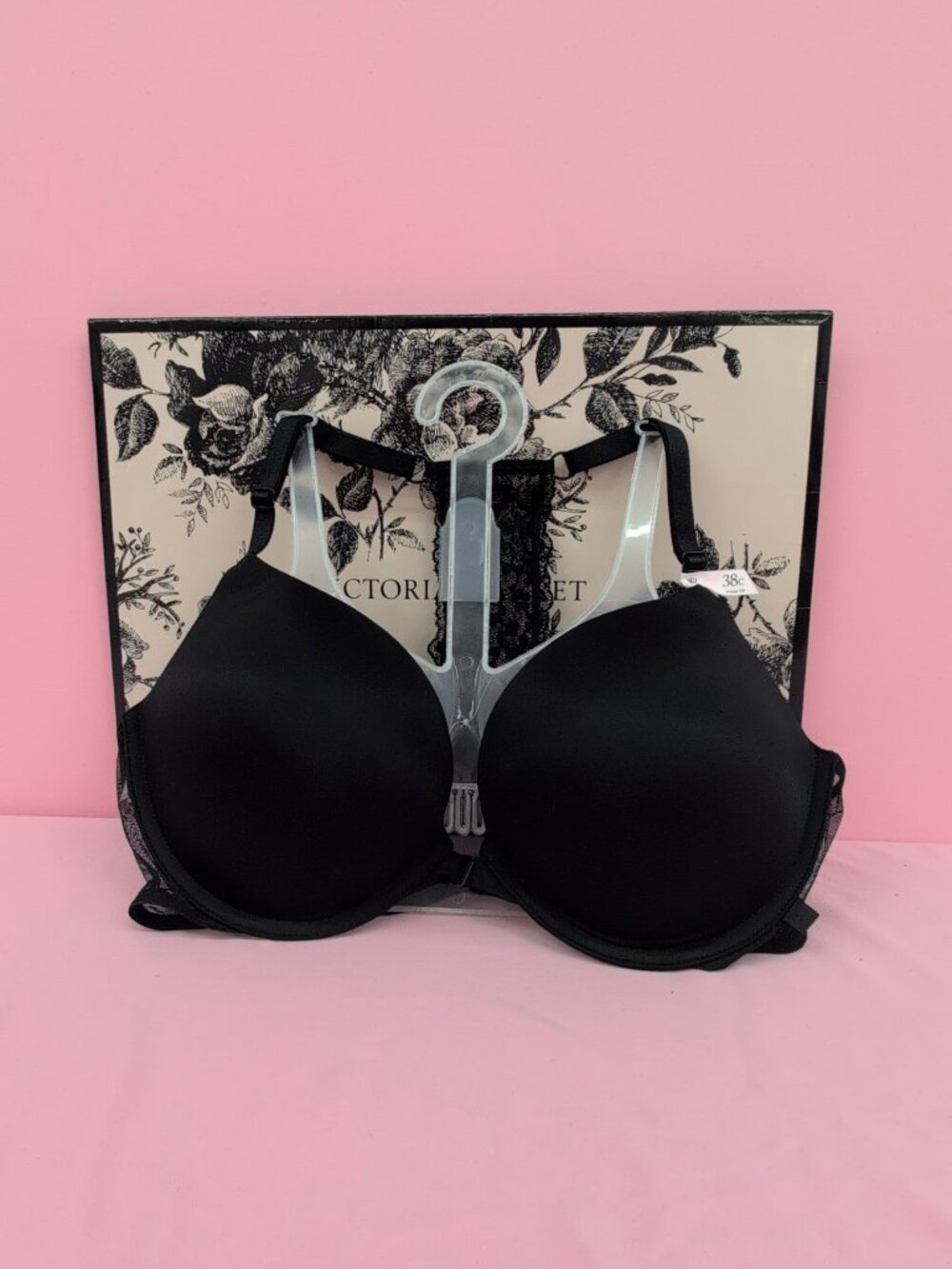 Victoria's Secret The Sexy Tee Smooth Front-Close Push-Up Bra Size 38C Black NWT